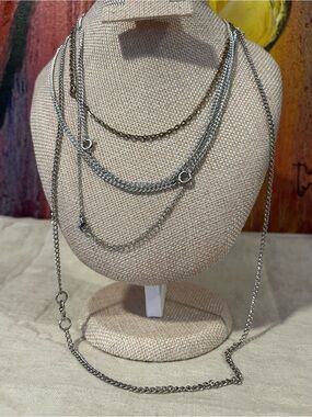 🌈 3/$10 Lot of 5 Silver Tone Necklace Chains